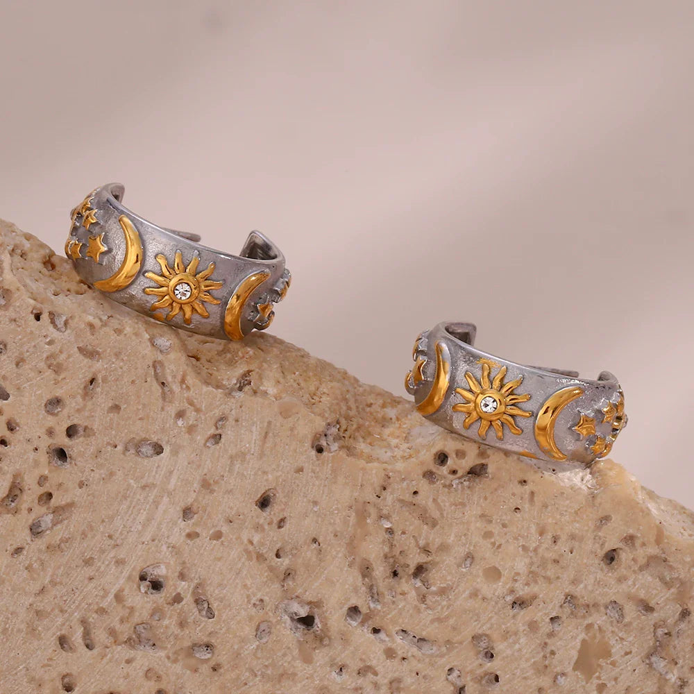 Creolen mit Mond, Sonne und Stern