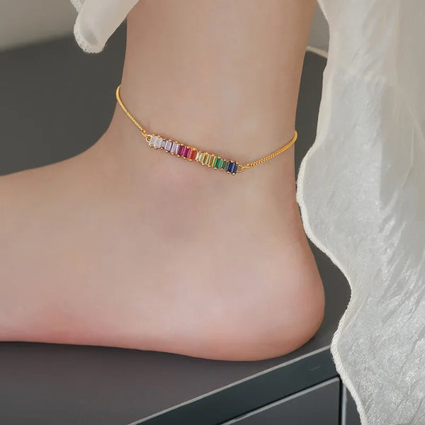 Bunte Zirkonia Bohemian Fußkettchen