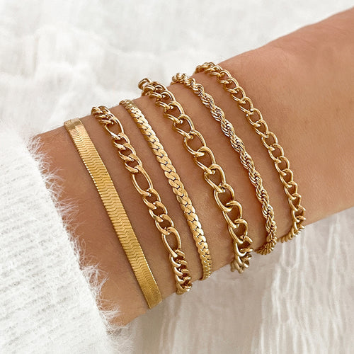 6pc Bohemian Style Metall Klinge Kette Armbänder