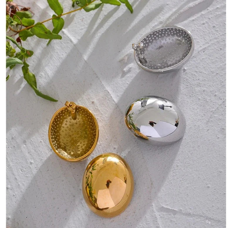 Großer ovaler geometrischer Ohrring