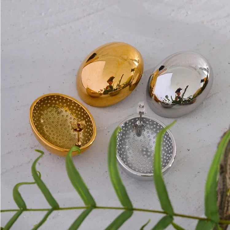 Großer ovaler geometrischer Ohrring