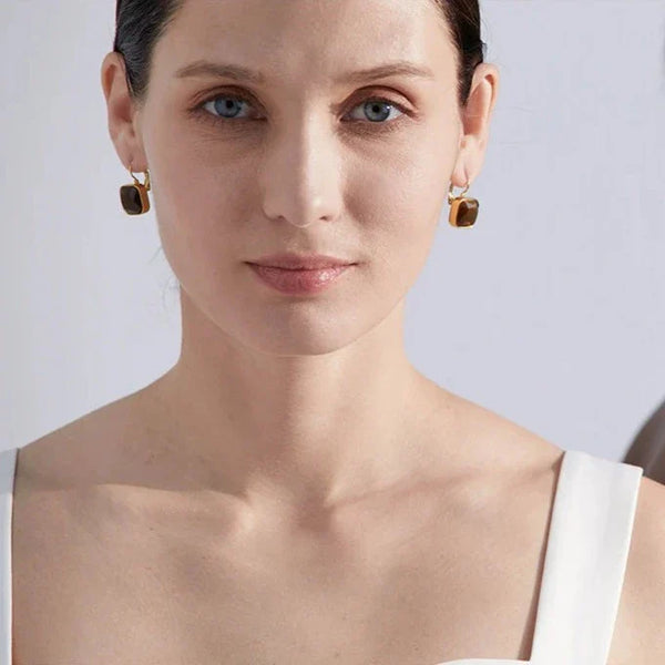 Quadratische Opalstein-Hakenohrringe