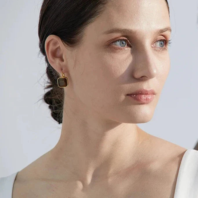 Quadratische Opalstein-Hakenohrringe