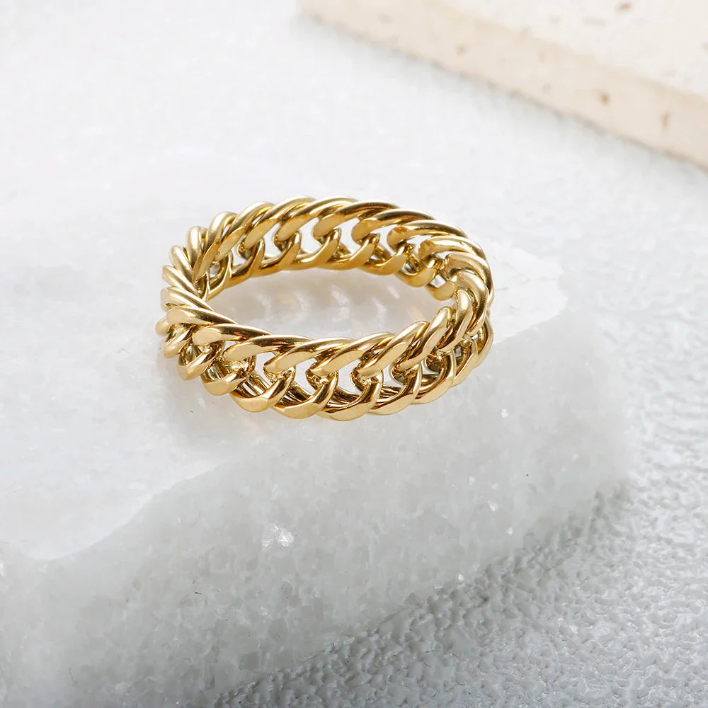Ring Kette Panzerglied Gold