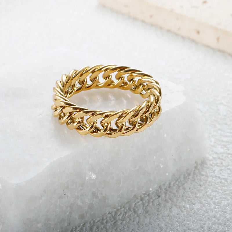 Ring Kette Panzerglied Gold