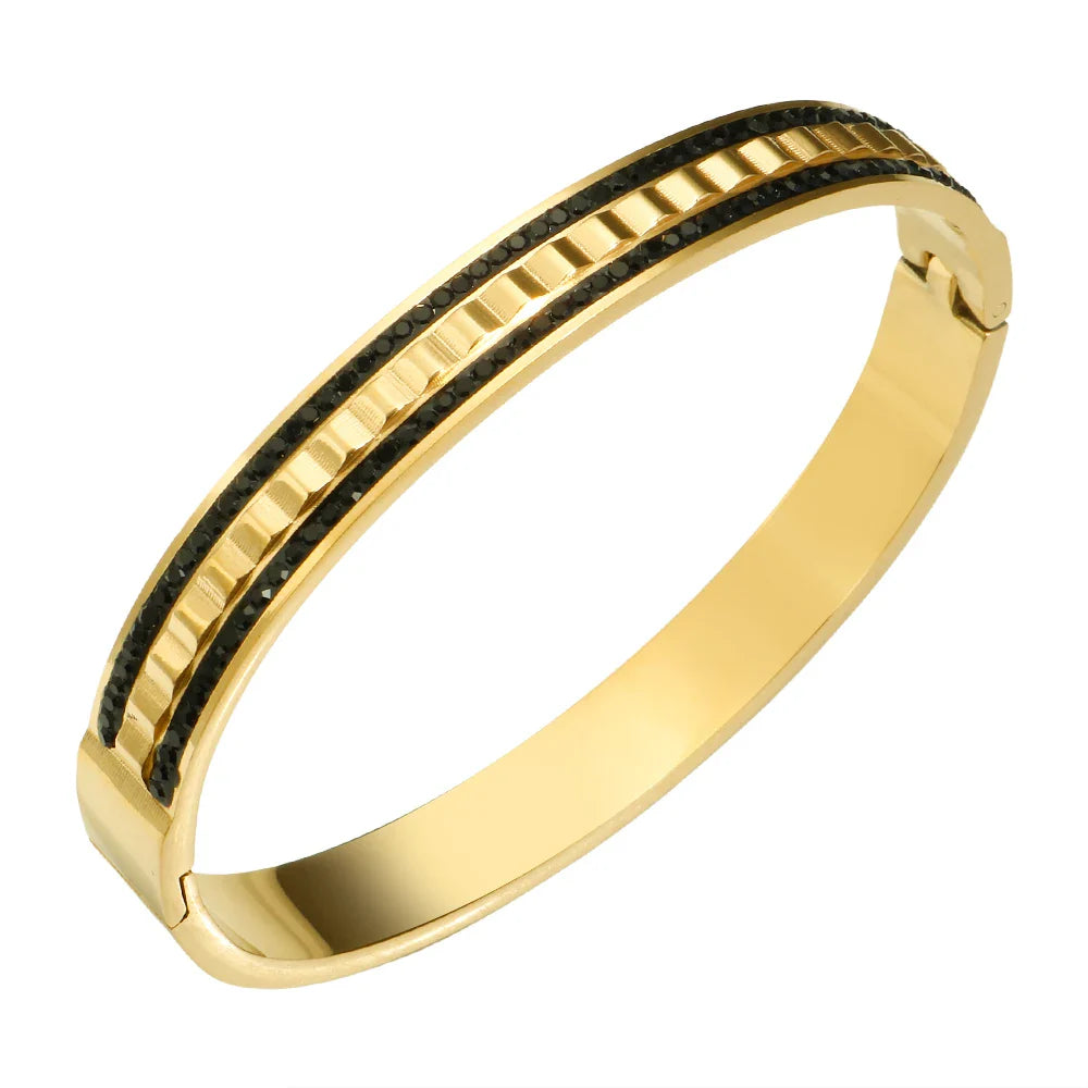 Armreif mit Kristallen in Schwarz und Weiß