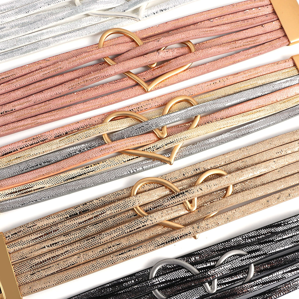 Boho Wickelarmbänder Pfirsich Herz