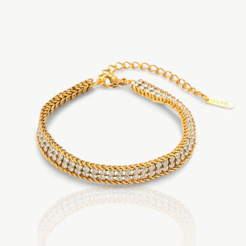 Goldkette Armband mit Zirkonia
