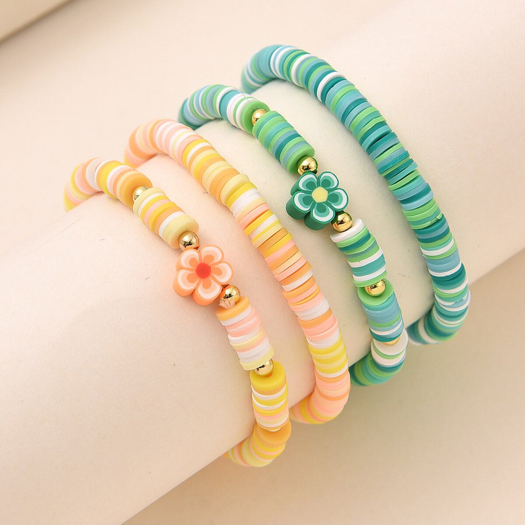 2pcs Bunte Weiche Ton Niedlichen Blumen Charme Armband