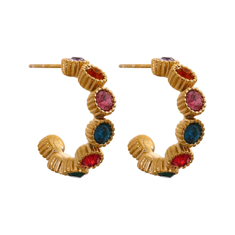 Halbe Creolen mit Steinen