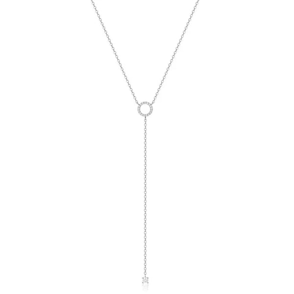 S925 Sterling Silber Doppel-Deck Kreis Zirkon Anhänger Lange O-Kette Choker Halskette 2024 Frühling Frauen Hochzeit Edlen Schmuck