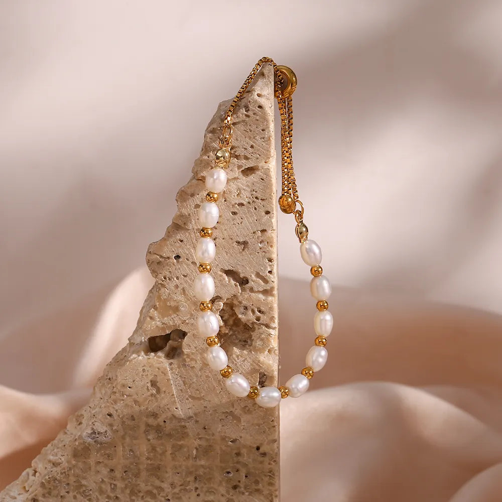 Goldarmband Süßwasserperlen