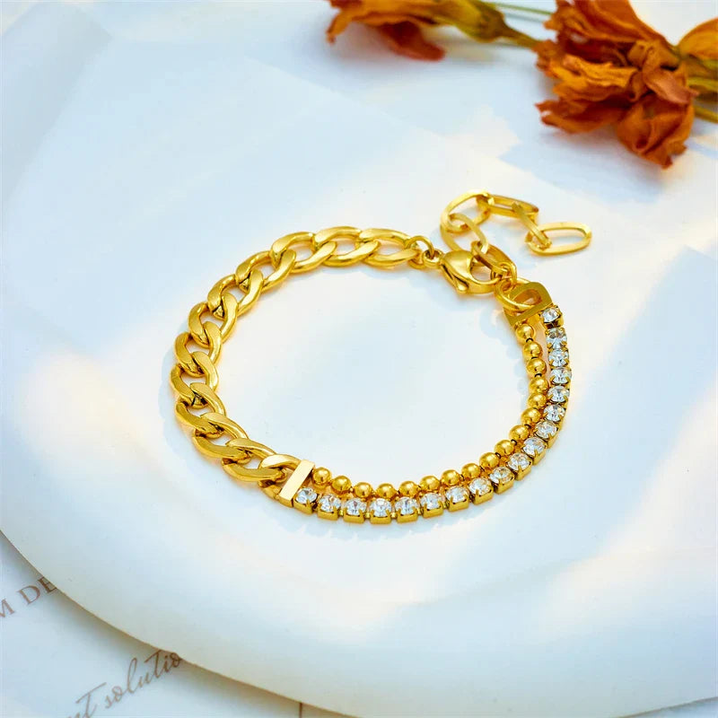 Zirkonia Perlen Kettenarmband