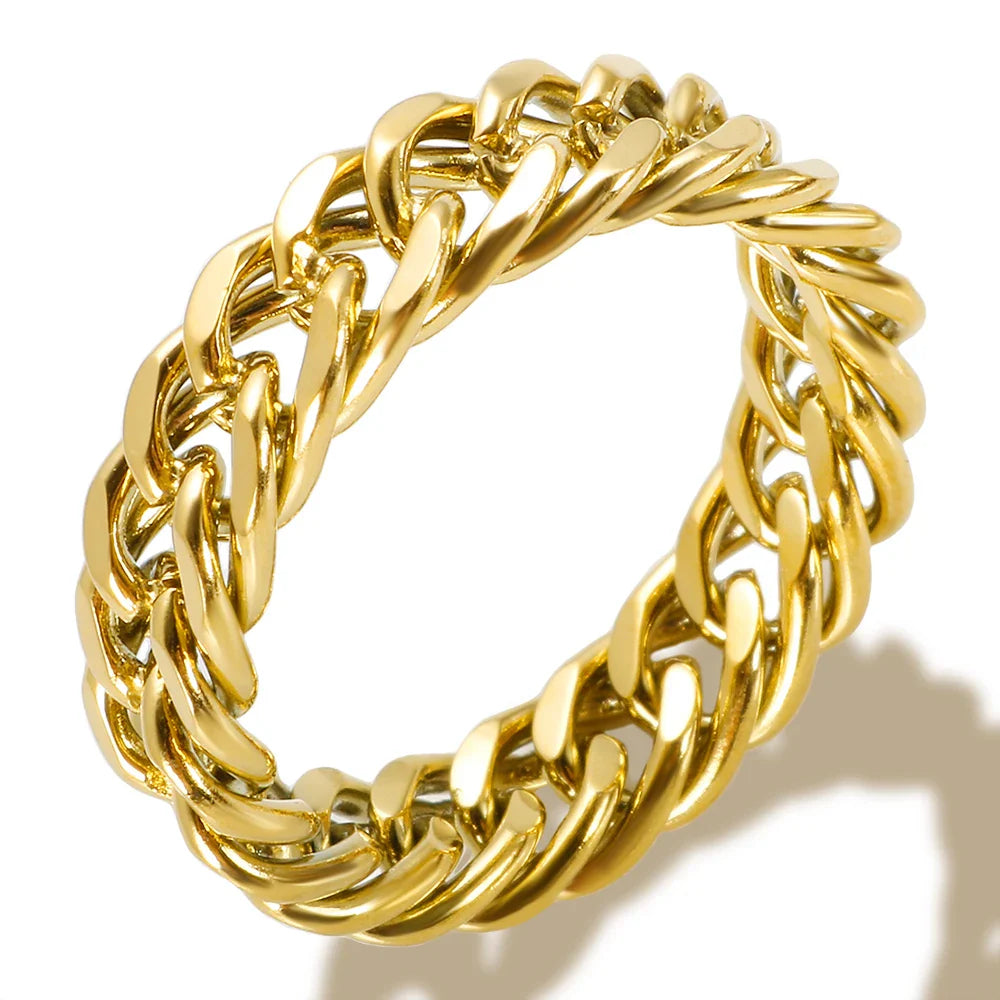 Ring Kette Panzerglied Gold