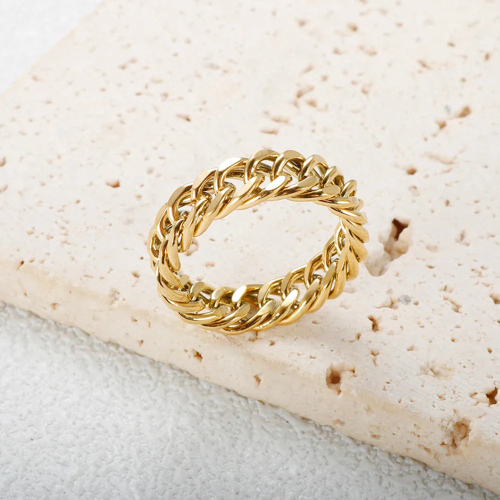 Ring Kette Panzerglied Gold
