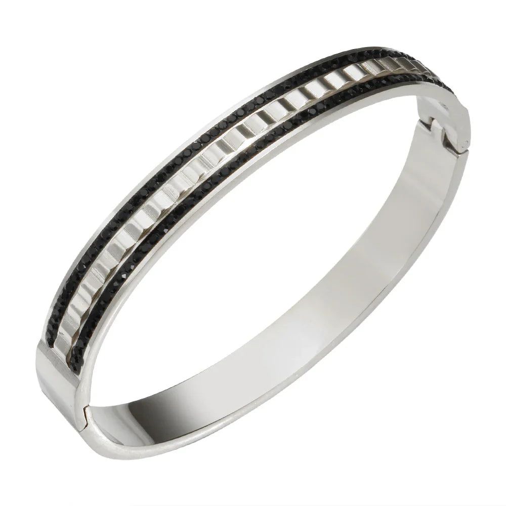 Armreif mit Kristallen in Schwarz und Weiß