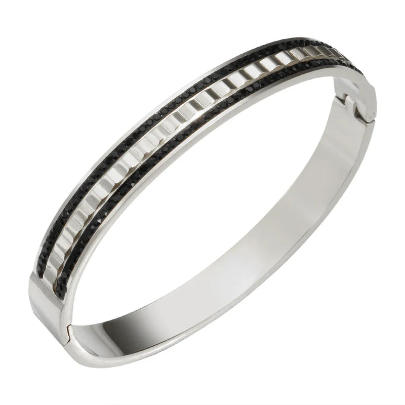 Armreif mit Kristallen in Schwarz und Weiß