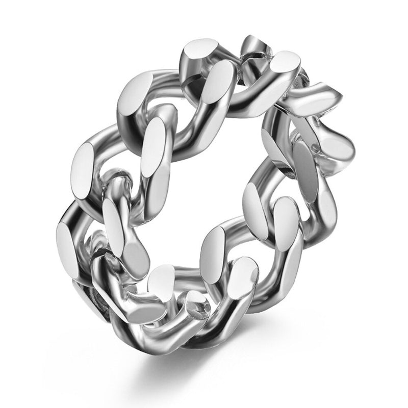 Klobige Kettenringe aus Edelstahl im Punk-Stil