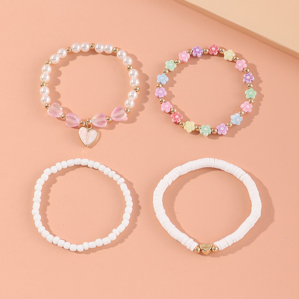 4Pcs Set Perle Harz Liebe Armreif