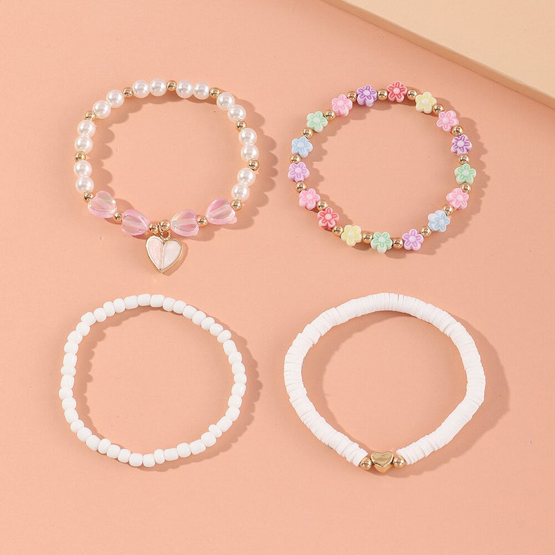 4Pcs Set Perle Harz Liebe Armreif