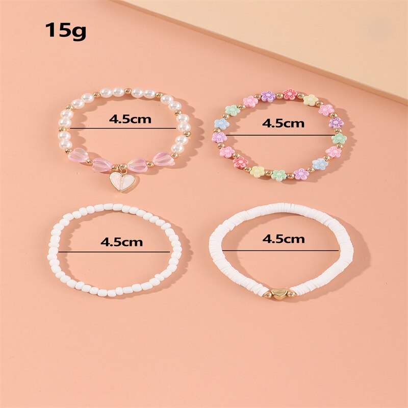 4Pcs Set Perle Harz Liebe Armreif