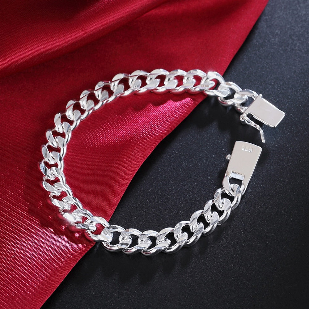 925 Sterling Silber Massiv-Ketten-Armband