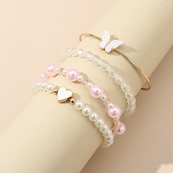 4Pcs Set Perle Harz Liebe Armreif