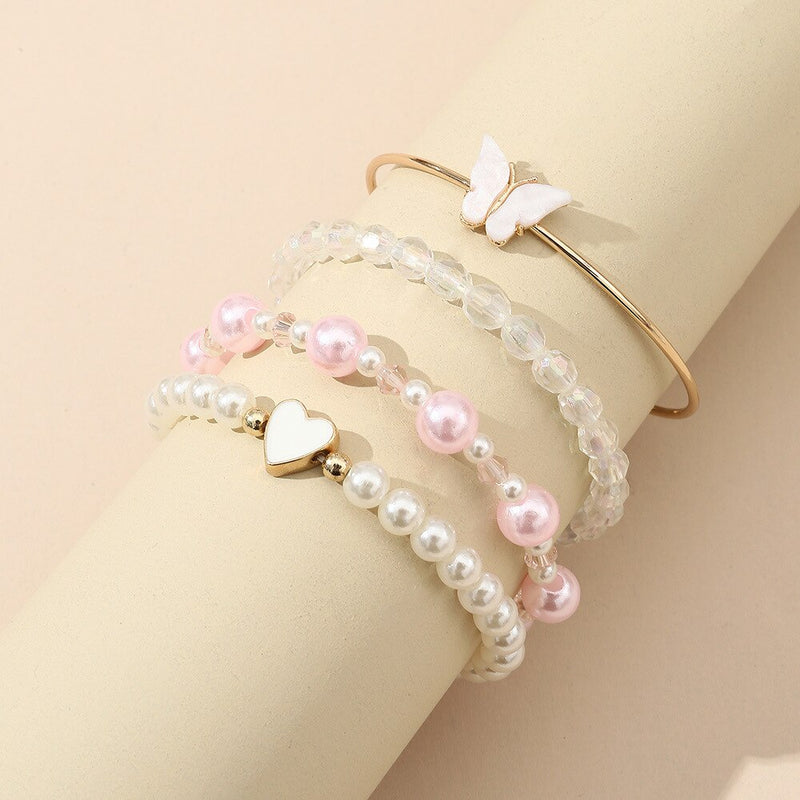 4Pcs Set Perle Harz Liebe Armreif