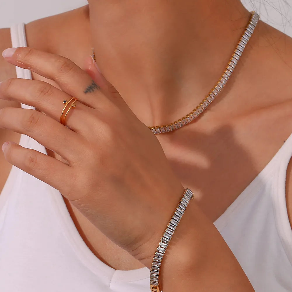 Quadratisches Kristallkettenarmband