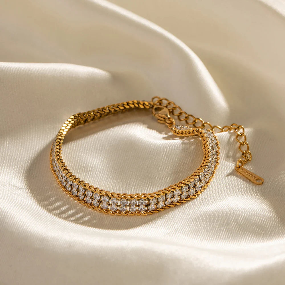Goldkette Armband mit Zirkonia