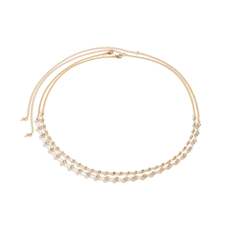 Bauchkette | Mehrlagiger Taillenschmuck aus Kristall | Trendige Körperkette für Damen