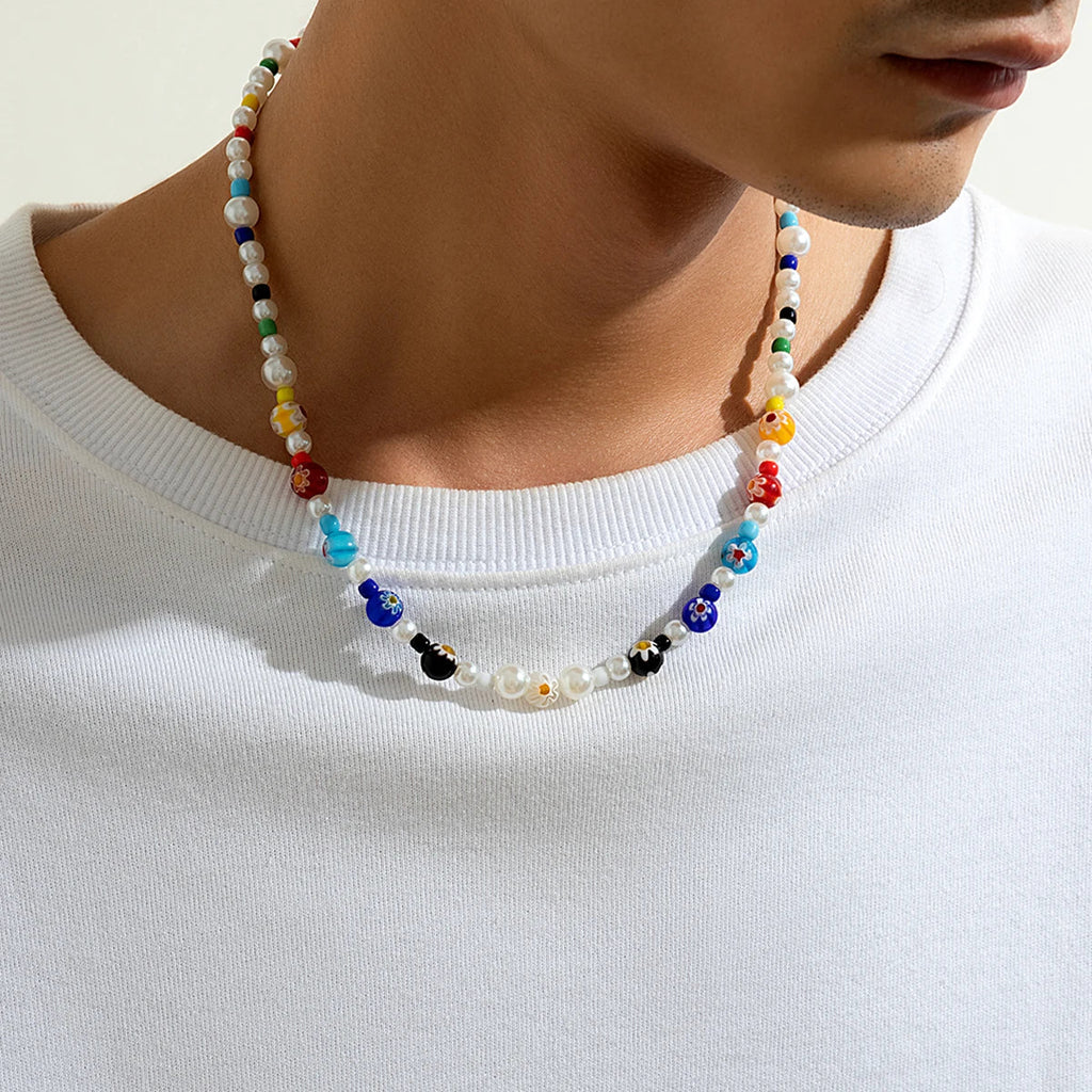 Handgemachtes Multicolor Perlen Choker - Unisex Boho Style Halskette