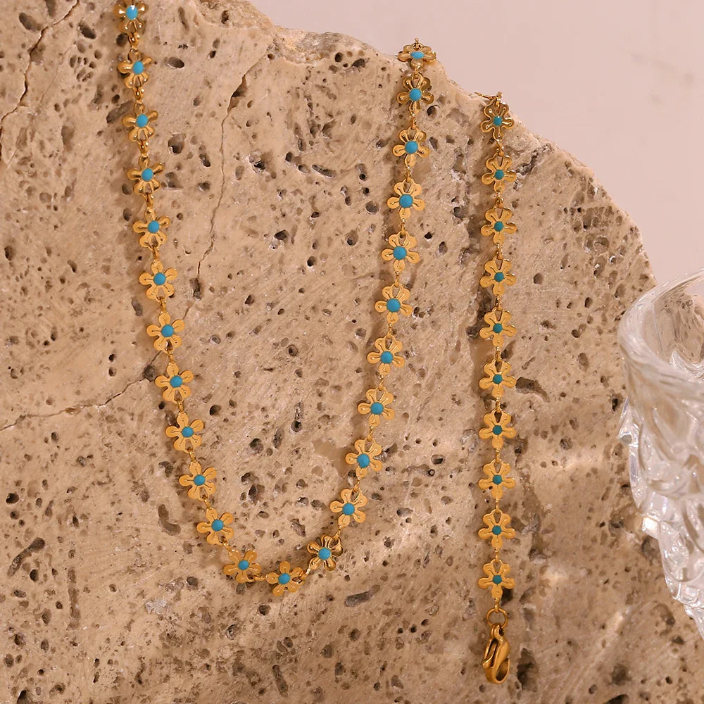 Blaue Blume Choker Halskette