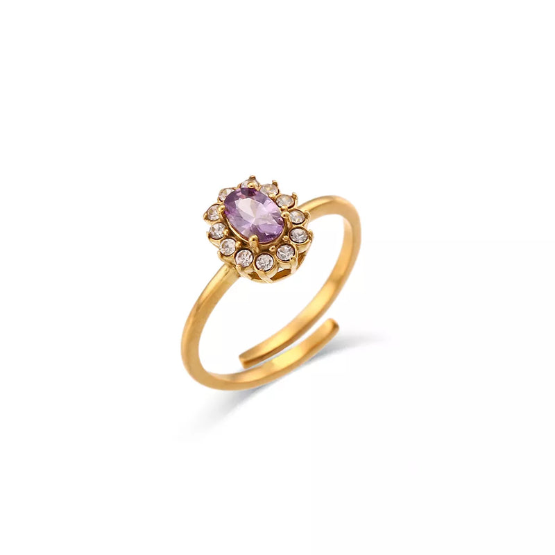 Ovaler Ring mit Blumenstein