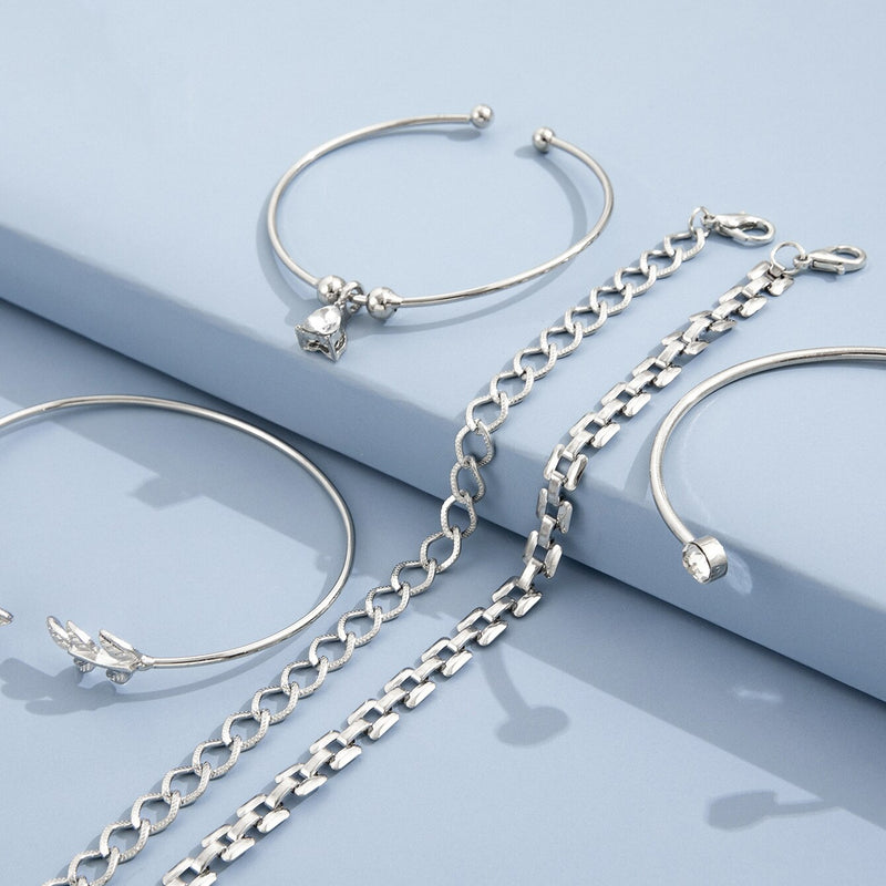 Böhmisches Silber-Gliederketten-Armband-Set