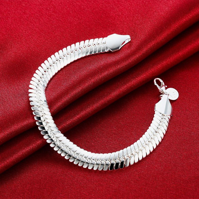 925 Sterling Silber Massiv-Ketten-Armband