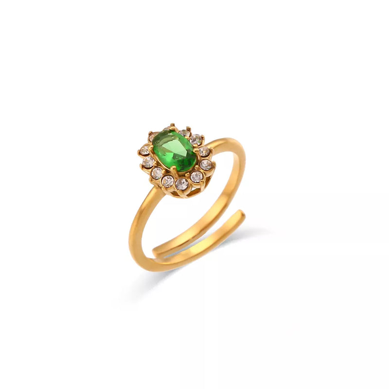 Ovaler Ring mit Blumenstein