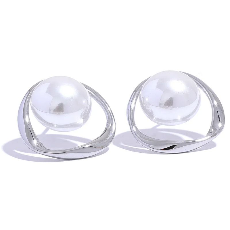 Perlen Runde Hohl Ohrringe