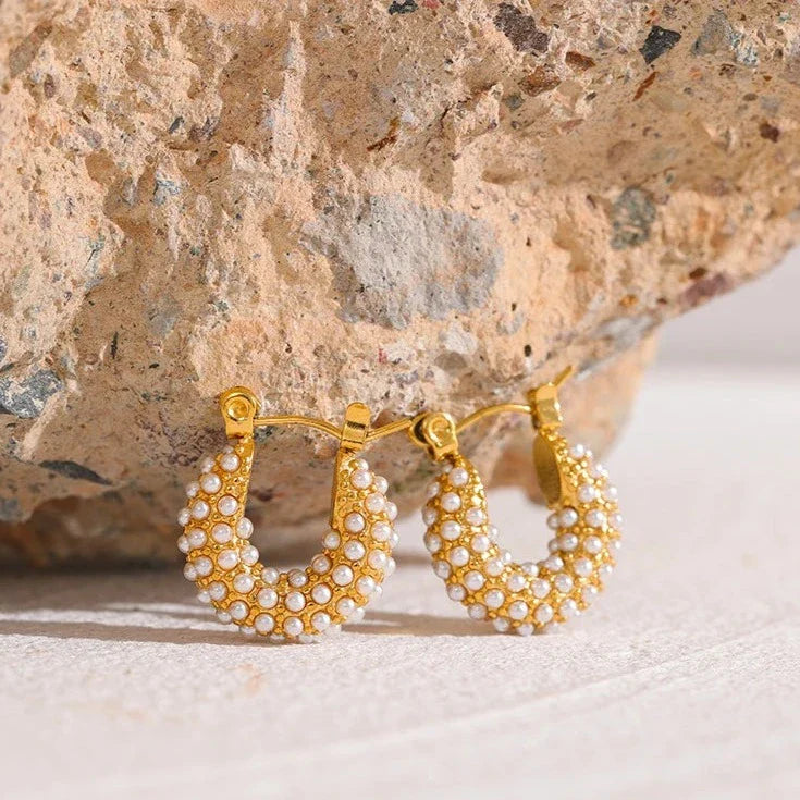 Creolen Vintage Perlen Ohrringe