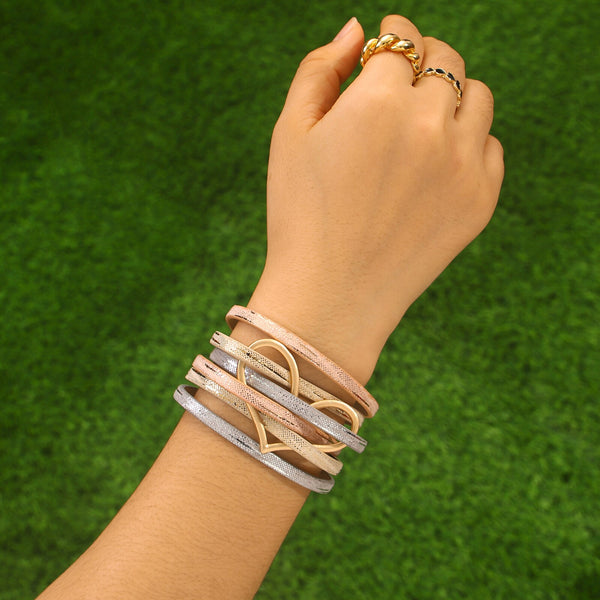 Boho Wickelarmbänder Pfirsich Herz