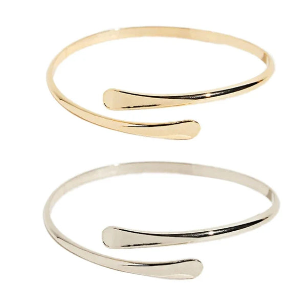 Verstellbares Armreif-Armband - Schlichtes, minimalistisches, elegantes Armband in Gold und Silber