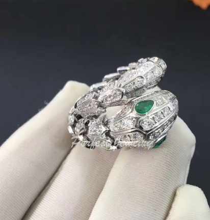 Serpentinenring Silber