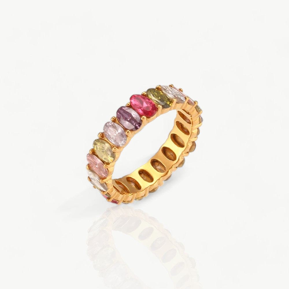 Mehrfarbiger ovaler Zirkonia-Ring