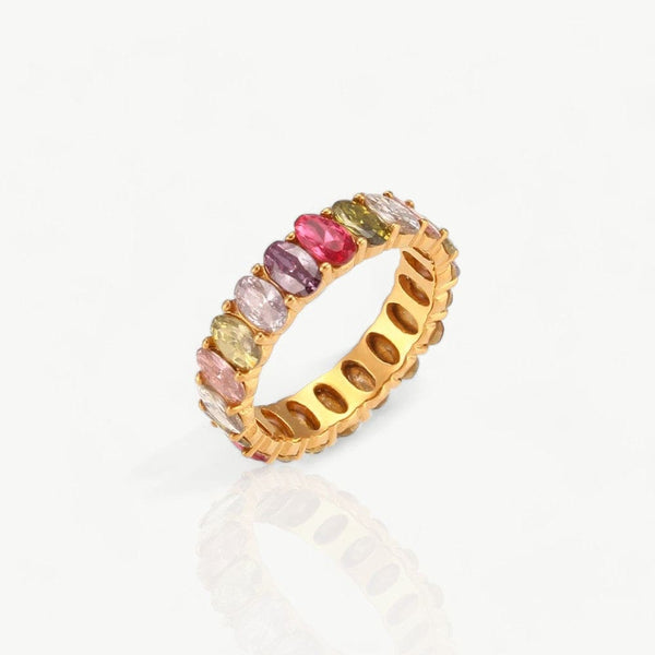 Mehrfarbiger ovaler Zirkonia-Ring