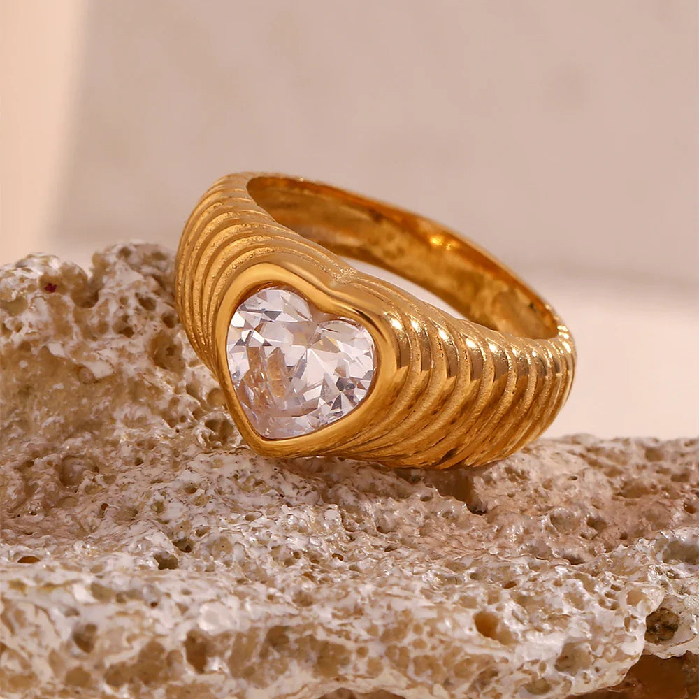 Zirkonia Herz Goldring
