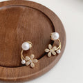 Goldohrringe Blume und Perle