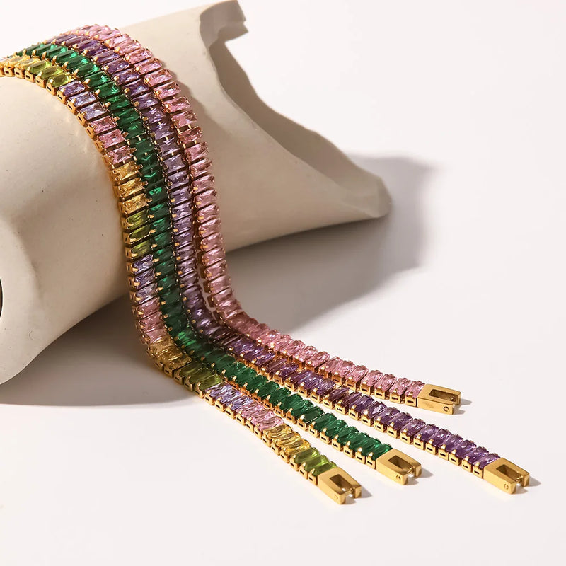 Buntes Zirkonia Baguette Armband