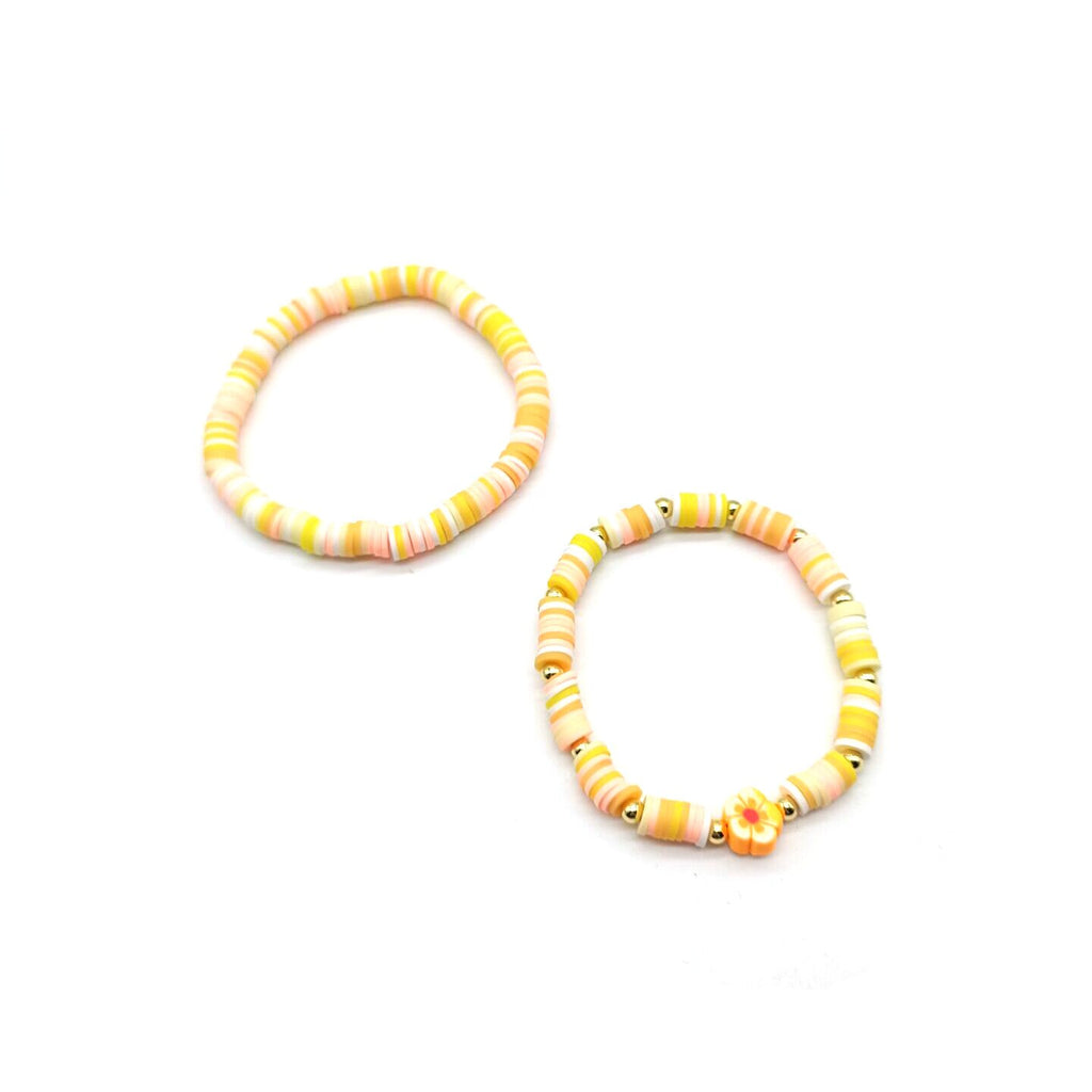 2pcs Bunte Weiche Ton Niedlichen Blumen Charme Armband