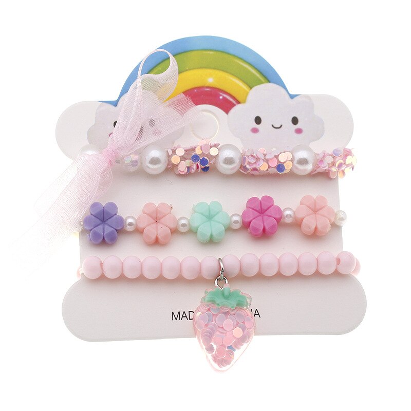 3 Stück/Satz Mädchenschmuck Cartoon Perlen Armbänder für Kinder