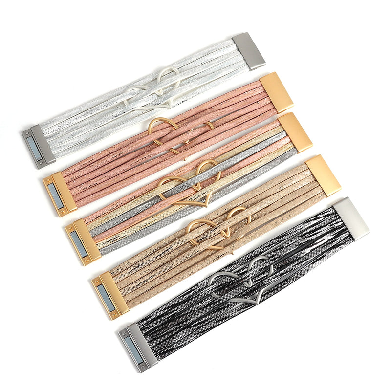 Boho Wickelarmbänder Pfirsich Herz